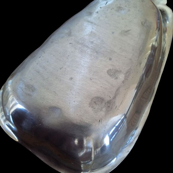 Pewter Pineapple Shaped Serving Tray Large Bowl Hand Hammered in Mexico Vintage - Picture 5 of 11